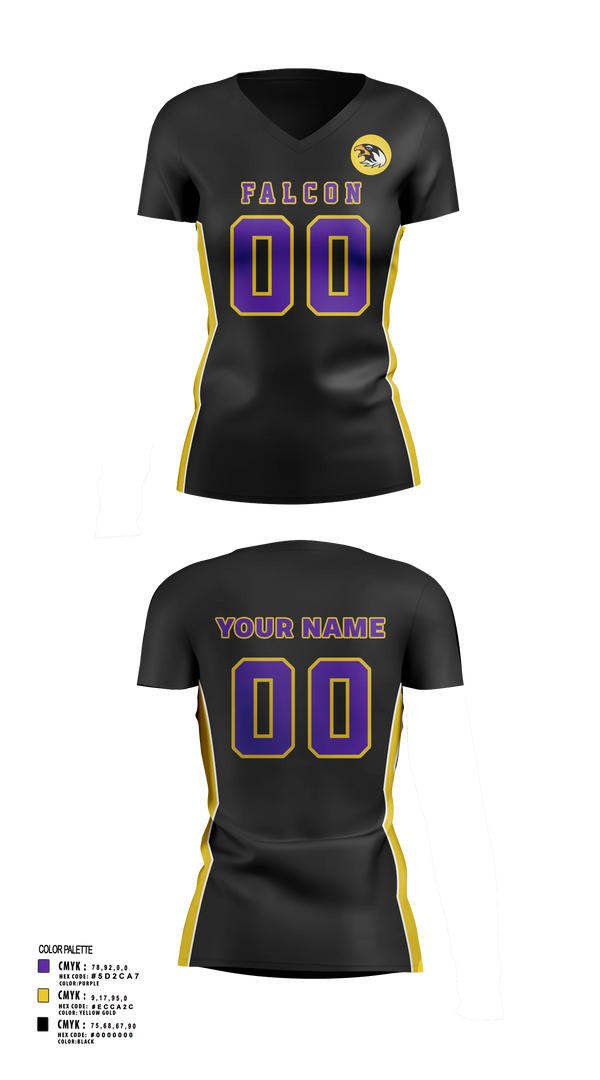 Womens Short Sleeve Vneck Shirt, Falcons Volleyball, Women's Volleyball, Teamtime, Team time, sublimation, custom sports apparel, team uniforms, spirit wear, spiritwear, sports uniforms, custom shirts, team store, custom team store, fundraiser sports, apparel fundraiser