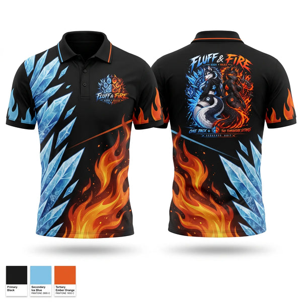 Short Sleeve Performance Polo, Fluff and fire, E-Sports, Teamtime, Team time, sublimation, custom sports apparel, team uniforms, spirit wear, spiritwear, sports uniforms, custom shirts, team store, custom team store, fundraiser sports, apparel fundraiser