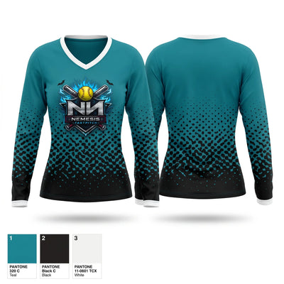 Nemesis Fastpitch Women's Long Sleeve V-neck Shirt - 1