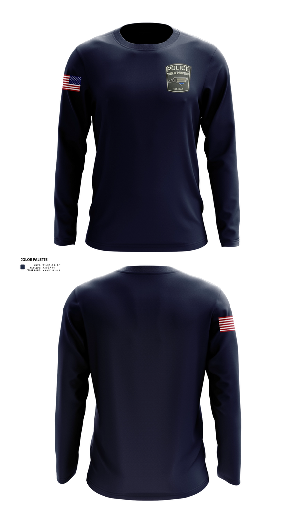 Long Sleeve Performance Shirt, Princeton Police Department, Police, Teamtime, Team time, sublimation, custom sports apparel, team uniforms, spirit wear, spiritwear, sports uniforms, custom shirts, team store, custom team store, fundraiser sports, apparel fundraiser