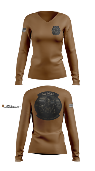 Womens Long Sleeve Vneck Shirt, 92 MXS, Air Force, Teamtime, Team time, sublimation, custom sports apparel, team uniforms, spirit wear, spiritwear, sports uniforms, custom shirts, team store, custom team store, fundraiser sports, apparel fundraiser