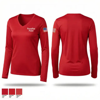 Womens Long Sleeve Vneck Shirt, Paradise Point, Fire Department, Teamtime, Team time, sublimation, custom sports apparel, team uniforms, spirit wear, spiritwear, sports uniforms, custom shirts, team store, custom team store, fundraiser sports, apparel fundraiser