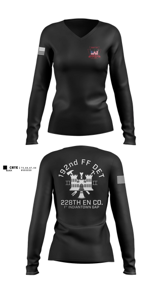 Womens Long Sleeve Vneck Shirt, 192nd Firefighter Detachment, National Guard, Teamtime, Team time, sublimation, custom sports apparel, team uniforms, spirit wear, spiritwear, sports uniforms, custom shirts, team store, custom team store, fundraiser sports, apparel fundraiser