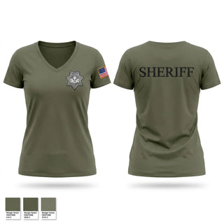Womens Short Sleeve Vneck Shirt, Modoc County Sheriff's Office, Police, Teamtime, Team time, sublimation, custom sports apparel, team uniforms, spirit wear, spiritwear, sports uniforms, custom shirts, team store, custom team store, fundraiser sports, apparel fundraiser