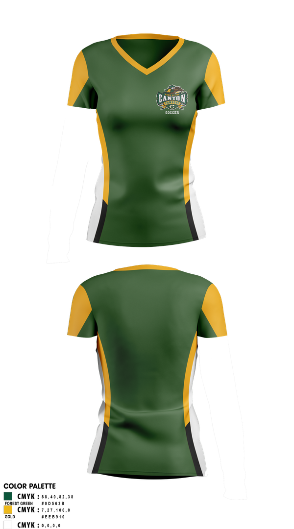 Womens Short Sleeve Vneck Shirt, Canyon High School Girls Soccer, Women's Soccer, Teamtime, Team time, sublimation, custom sports apparel, team uniforms, spirit wear, spiritwear, sports uniforms, custom shirts, team store, custom team store, fundraiser sports, apparel fundraiser