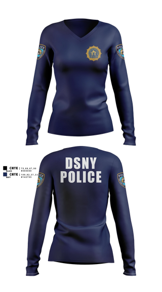Womens Long Sleeve Vneck Shirt, DSNY Police, Police, Teamtime, Team time, sublimation, custom sports apparel, team uniforms, spirit wear, spiritwear, sports uniforms, custom shirts, team store, custom team store, fundraiser sports, apparel fundraiser