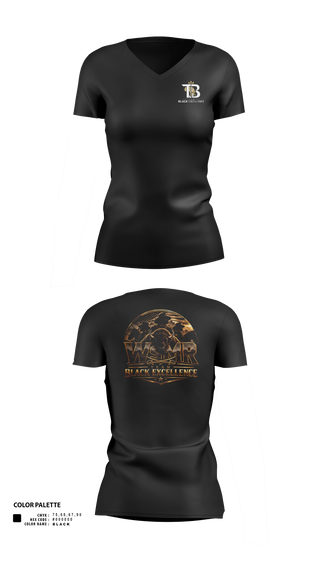 Womens Short Sleeve Vneck Shirt, Black Excellence, , Teamtime, Team time, sublimation, custom sports apparel, team uniforms, spirit wear, spiritwear, sports uniforms, custom shirts, team store, custom team store, fundraiser sports, apparel fundraiser