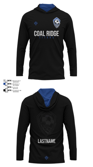 Long Sleeve hooded sunshirt, Mountain Range HS Flag Football, Women's Soccer, Teamtime, Team time, sublimation, custom sports apparel, team uniforms, spirit wear, spiritwear, sports uniforms, custom shirts, team store, custom team store, fundraiser sports, apparel fundraiser