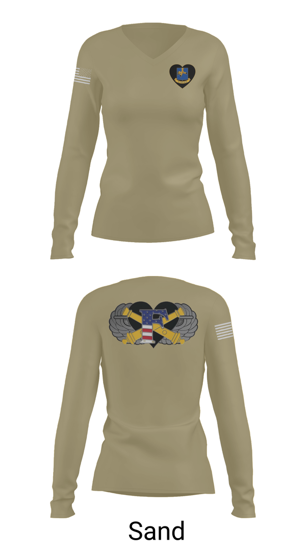 Womens Long Sleeve Vneck Shirt, Freedom BTRY, 1-320th FAR, , Teamtime, Team time, sublimation, custom sports apparel, team uniforms, spirit wear, spiritwear, sports uniforms, custom shirts, team store, custom team store, fundraiser sports, apparel fundraiser