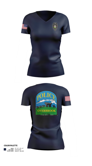 Womens Short Sleeve Vneck Shirt, Overbrook Police Department, Police, Teamtime, Team time, sublimation, custom sports apparel, team uniforms, spirit wear, spiritwear, sports uniforms, custom shirts, team store, custom team store, fundraiser sports, apparel fundraiser