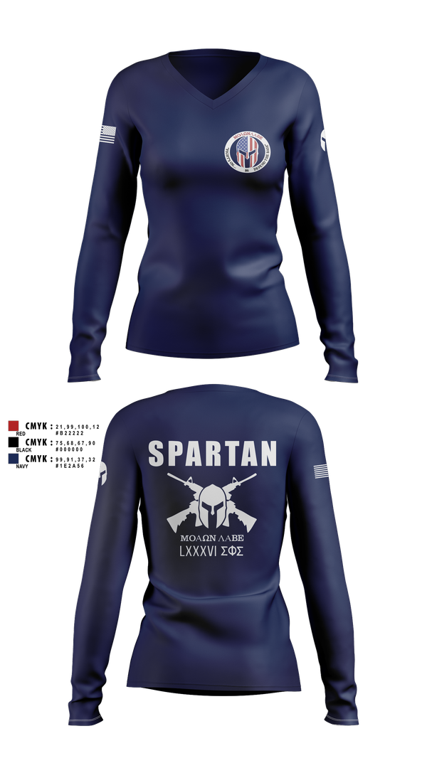 Womens Long Sleeve Vneck Shirt, 86 Security Forces Squadron, Air Force, Teamtime, Team time, sublimation, custom sports apparel, team uniforms, spirit wear, spiritwear, sports uniforms, custom shirts, team store, custom team store, fundraiser sports, apparel fundraiser