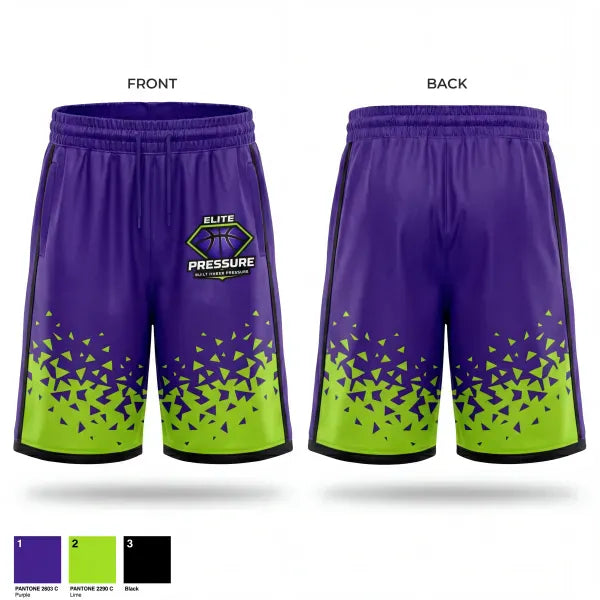 Mens Reversible Basketball Shorts, Elite Pressure, Men's Basketball, Teamtime, Team time, sublimation, custom sports apparel, team uniforms, spirit wear, spiritwear, sports uniforms, custom shirts, team store, custom team store, fundraiser sports, apparel fundraiser