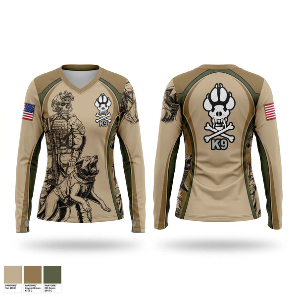 Womens Long Sleeve Vneck Shirt, 39 SFS K9, Air Force, Teamtime, Team time, sublimation, custom sports apparel, team uniforms, spirit wear, spiritwear, sports uniforms, custom shirts, team store, custom team store, fundraiser sports, apparel fundraiser