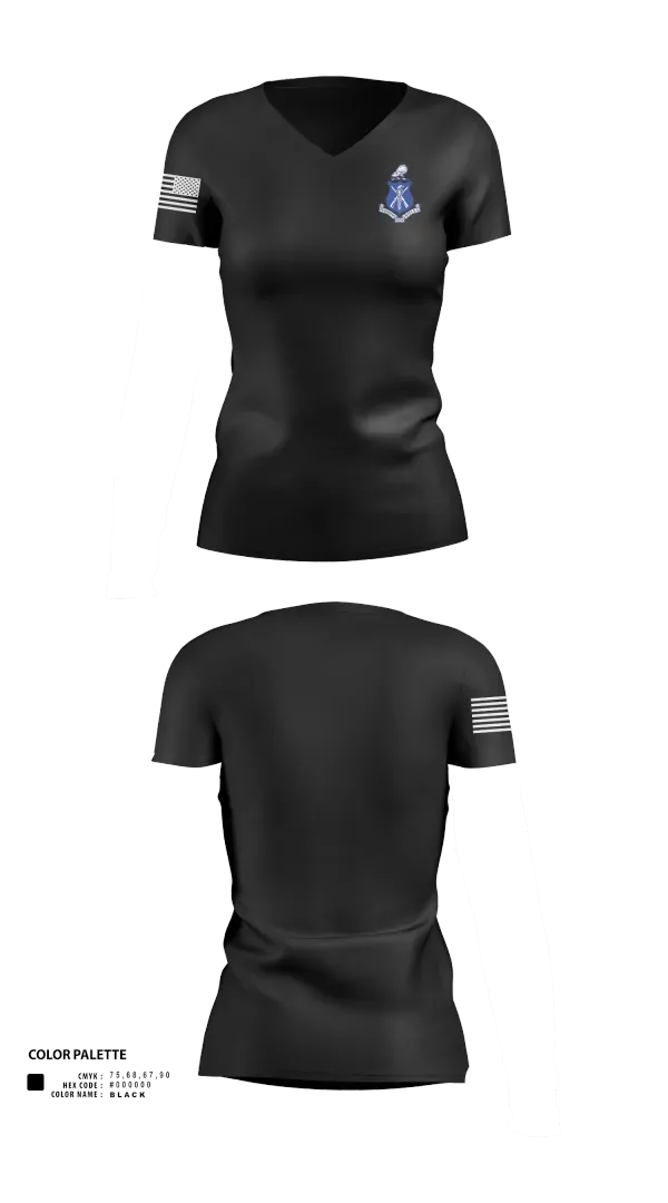 Womens Short Sleeve Vneck Shirt, Pershing Rifles, National Guard, Teamtime, Team time, sublimation, custom sports apparel, team uniforms, spirit wear, spiritwear, sports uniforms, custom shirts, team store, custom team store, fundraiser sports, apparel fundraiser