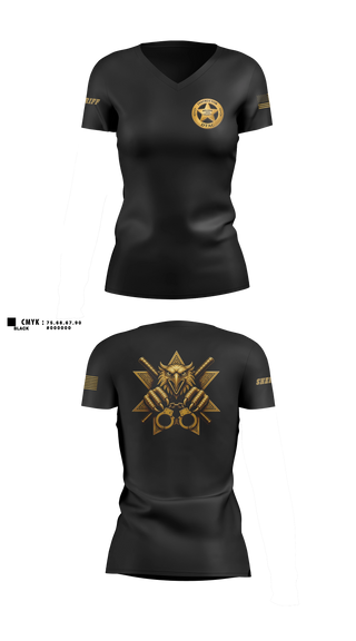 Womens Short Sleeve Vneck Shirt, Solano County Sheriff's Office Defensive Tactics Unit, Police, Teamtime, Team time, sublimation, custom sports apparel, team uniforms, spirit wear, spiritwear, sports uniforms, custom shirts, team store, custom team store, fundraiser sports, apparel fundraiser