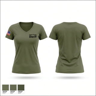 Womens Short Sleeve Vneck Shirt, Latimer County Sheriff, Police, Teamtime, Team time, sublimation, custom sports apparel, team uniforms, spirit wear, spiritwear, sports uniforms, custom shirts, team store, custom team store, fundraiser sports, apparel fundraiser