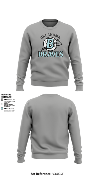 Crew Neck Sweatshirt, Oklahoma Braves, Baseball, Teamtime, Team time, sublimation, custom sports apparel, team uniforms, spirit wear, spiritwear, sports uniforms, custom shirts, team store, custom team store, fundraiser sports, apparel fundraiser