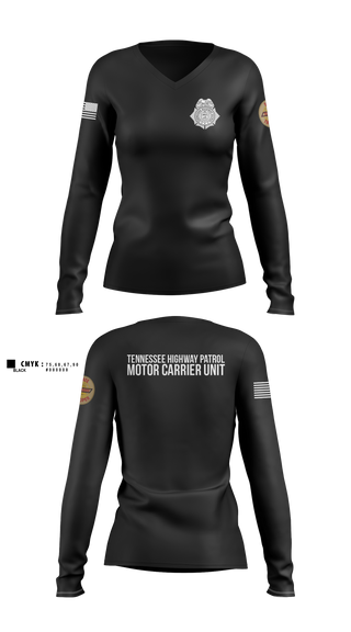 Womens Long Sleeve Vneck Shirt, THP motor carrier unit, Police, Teamtime, Team time, sublimation, custom sports apparel, team uniforms, spirit wear, spiritwear, sports uniforms, custom shirts, team store, custom team store, fundraiser sports, apparel fundraiser