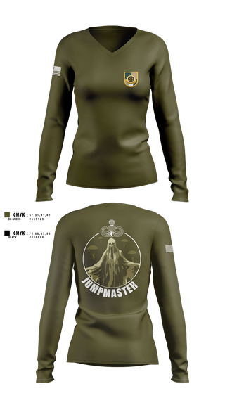 Womens Long Sleeve Vneck Shirt, A Co 8th Psy-B, Army, Teamtime, Team time, sublimation, custom sports apparel, team uniforms, spirit wear, spiritwear, sports uniforms, custom shirts, team store, custom team store, fundraiser sports, apparel fundraiser