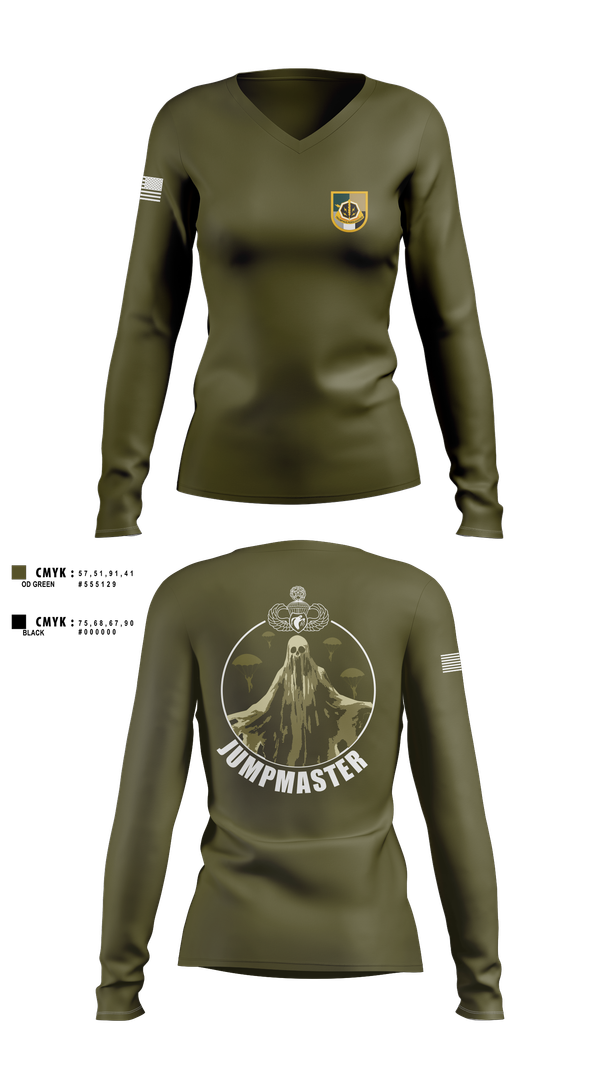 Womens Long Sleeve Vneck Shirt, A Co 8th Psy-B, Army, Teamtime, Team time, sublimation, custom sports apparel, team uniforms, spirit wear, spiritwear, sports uniforms, custom shirts, team store, custom team store, fundraiser sports, apparel fundraiser