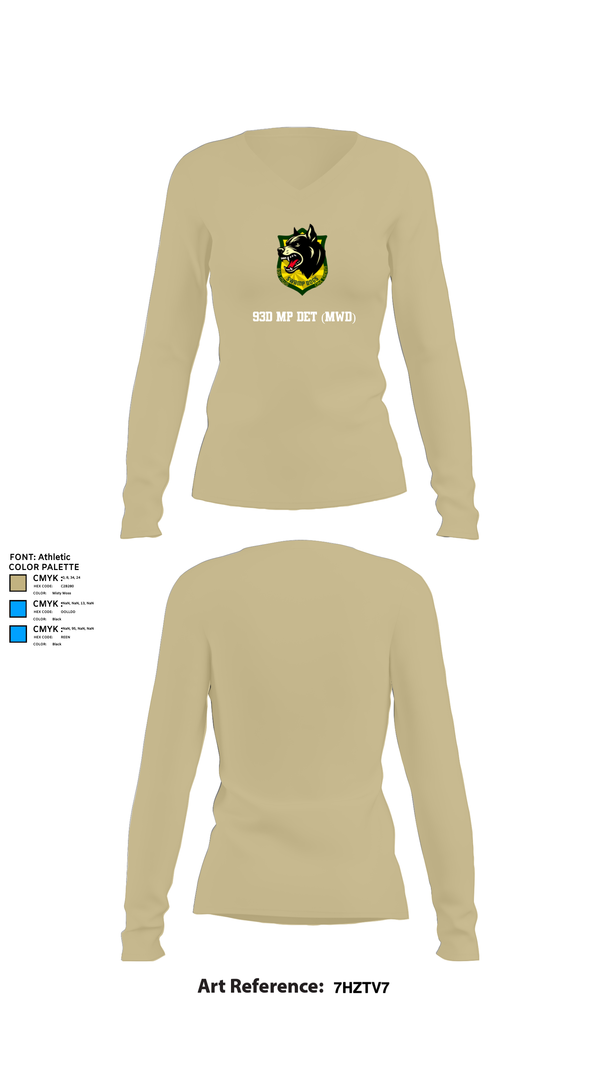 Womens Long Sleeve Vneck Shirt, 93D MP DET (MWD), , Teamtime, Team time, sublimation, custom sports apparel, team uniforms, spirit wear, spiritwear, sports uniforms, custom shirts, team store, custom team store, fundraiser sports, apparel fundraiser