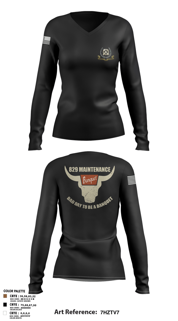 Women's Long Sleeve Vneck Shirt, 829 maintenance, National Guard, Teamtime, Team time, sublimation, custom sports apparel, team uniforms, spirit wear, spiritwear, sports uniforms, custom shirts, team store, custom team store, fundraiser sports, apparel fundraiser