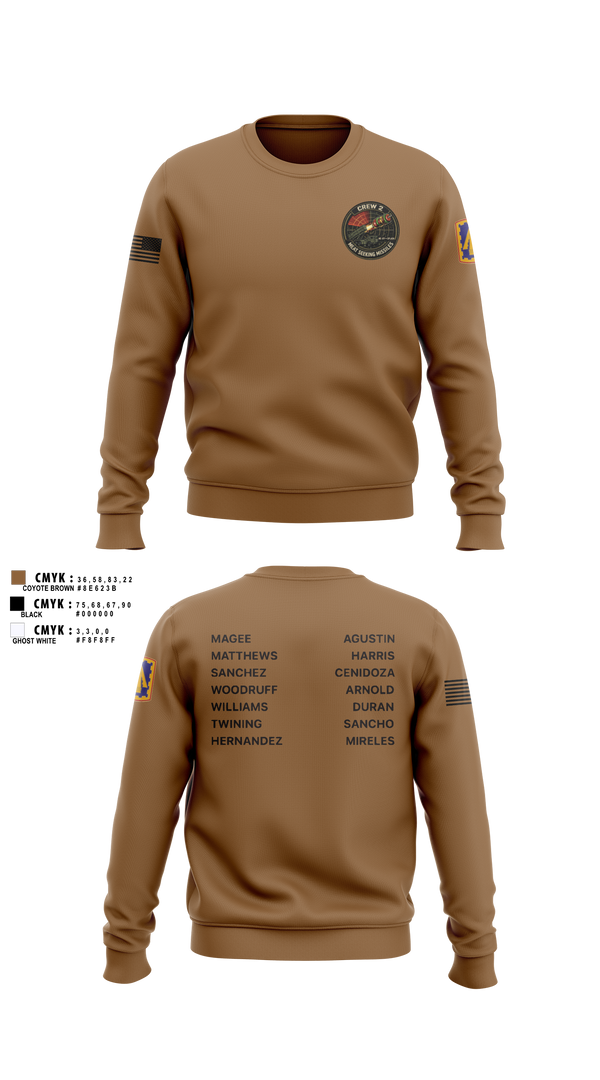 Crew Neck Sweatshirt, Meat Seeking Missiles, Army, Teamtime, Team time, sublimation, custom sports apparel, team uniforms, spirit wear, spiritwear, sports uniforms, custom shirts, team store, custom team store, fundraiser sports, apparel fundraiser