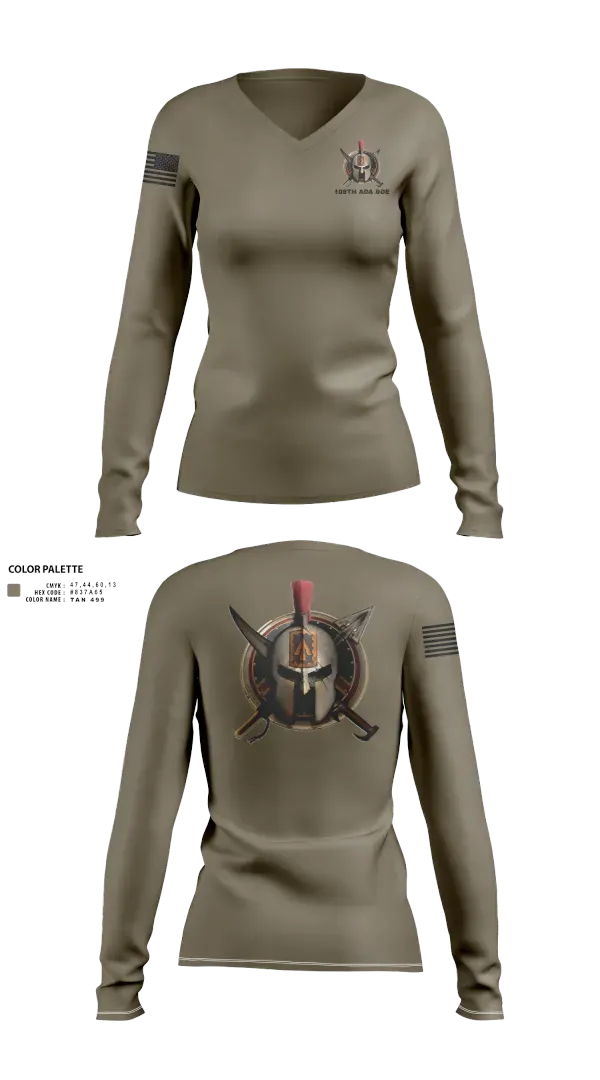 Womens Long Sleeve Vneck Shirt, 108th Air Defense Artillery Brigade, Army, Teamtime, Team time, sublimation, custom sports apparel, team uniforms, spirit wear, spiritwear, sports uniforms, custom shirts, team store, custom team store, fundraiser sports, apparel fundraiser