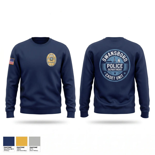 Crew Neck Sweatshirt, Swansboro Police cadet unit, Police, Teamtime, Team time, sublimation, custom sports apparel, team uniforms, spirit wear, spiritwear, sports uniforms, custom shirts, team store, custom team store, fundraiser sports, apparel fundraiser