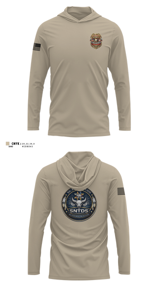 Long Sleeve Performance Shirt with hood, Sicangu Nation Tribal Defense Solutions Emergency Medical Response Unit (SNTDS‑EMRU), EMS/EMT, Teamtime, Team time, sublimation, custom sports apparel, team uniforms, spirit wear, spiritwear, sports uniforms, custom shirts, team store, custom team store, fundraiser sports, apparel fundraiser