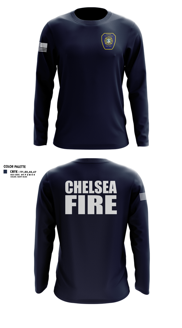 Long Sleeve Performance Shirt, Chelsea Fire, Fire Department, Teamtime, Team time, sublimation, custom sports apparel, team uniforms, spirit wear, spiritwear, sports uniforms, custom shirts, team store, custom team store, fundraiser sports, apparel fundraiser