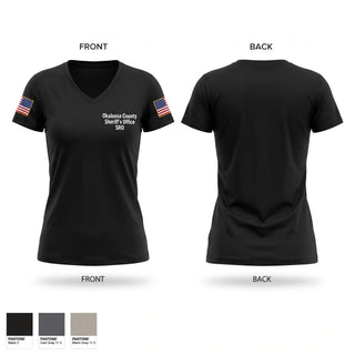 Womens Short Sleeve Vneck Shirt, Okaloosa County Sheriff’s Office SRO, Police, Teamtime, Team time, sublimation, custom sports apparel, team uniforms, spirit wear, spiritwear, sports uniforms, custom shirts, team store, custom team store, fundraiser sports, apparel fundraiser