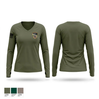 Womens Long Sleeve Vneck Shirt, Shoshone Sheriffs Office, Police, Teamtime, Team time, sublimation, custom sports apparel, team uniforms, spirit wear, spiritwear, sports uniforms, custom shirts, team store, custom team store, fundraiser sports, apparel fundraiser