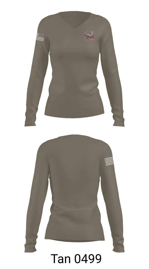 Womens Long Sleeve Vneck Shirt, B co 236th BEB, 30th ABCT, , Teamtime, Team time, sublimation, custom sports apparel, team uniforms, spirit wear, spiritwear, sports uniforms, custom shirts, team store, custom team store, fundraiser sports, apparel fundraiser