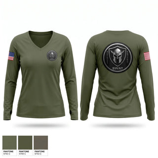 Womens Long Sleeve Vneck Shirt, Northeast Regional SWAT, Police, Teamtime, Team time, sublimation, custom sports apparel, team uniforms, spirit wear, spiritwear, sports uniforms, custom shirts, team store, custom team store, fundraiser sports, apparel fundraiser