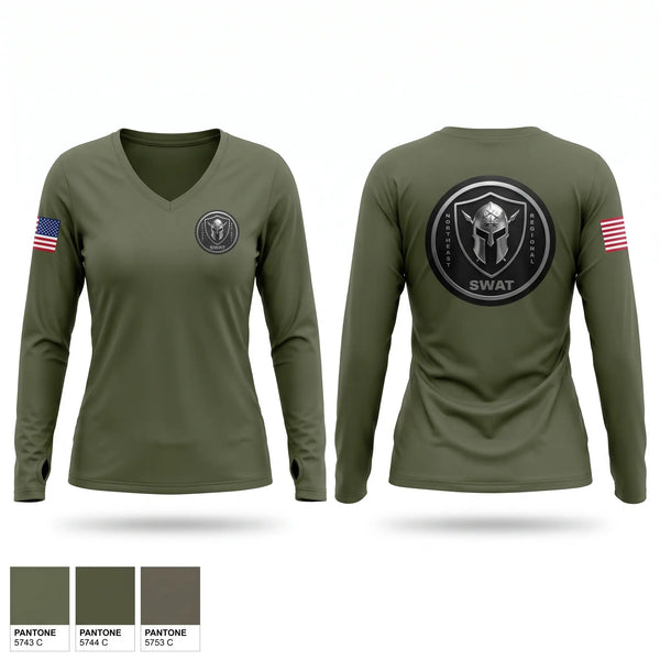 Womens Long Sleeve Vneck Shirt, Northeast Regional SWAT, Police, Teamtime, Team time, sublimation, custom sports apparel, team uniforms, spirit wear, spiritwear, sports uniforms, custom shirts, team store, custom team store, fundraiser sports, apparel fundraiser