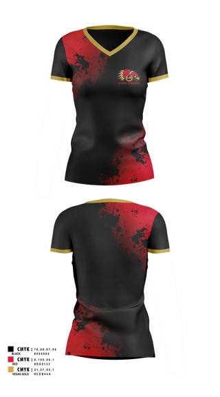 Womens Short Sleeve Vneck Shirt, Calaveras Jr RedHawks, , Teamtime, Team time, sublimation, custom sports apparel, team uniforms, spirit wear, spiritwear, sports uniforms, custom shirts, team store, custom team store, fundraiser sports, apparel fundraiser