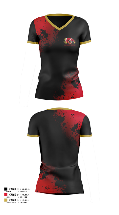 Calaveras Jr RedHawks 33046328 Women's Short Sleeve V-neck Shirt - 1