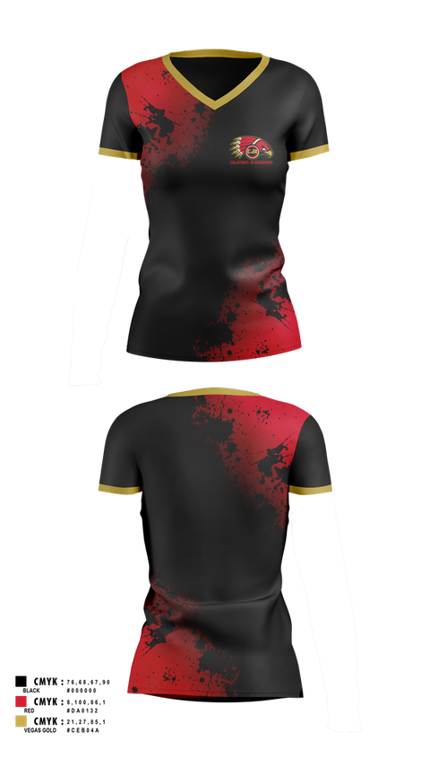 Womens Short Sleeve Vneck Shirt, Calaveras Jr RedHawks, , Teamtime, Team time, sublimation, custom sports apparel, team uniforms, spirit wear, spiritwear, sports uniforms, custom shirts, team store, custom team store, fundraiser sports, apparel fundraiser