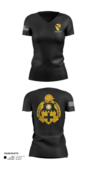 Womens Short Sleeve Vneck Shirt, 2-5 Cav Lancers, Army, Teamtime, Team time, sublimation, custom sports apparel, team uniforms, spirit wear, spiritwear, sports uniforms, custom shirts, team store, custom team store, fundraiser sports, apparel fundraiser