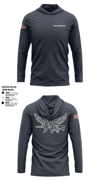 Long Sleeve hooded sunshirt, Special Response Team, Police, Teamtime, Team time, sublimation, custom sports apparel, team uniforms, spirit wear, spiritwear, sports uniforms, custom shirts, team store, custom team store, fundraiser sports, apparel fundraiser