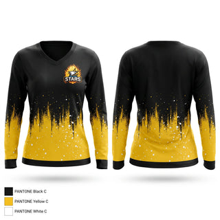 Womens Long Sleeve Vneck Shirt, Lakes Area Stars, , Teamtime, Team time, sublimation, custom sports apparel, team uniforms, spirit wear, spiritwear, sports uniforms, custom shirts, team store, custom team store, fundraiser sports, apparel fundraiser