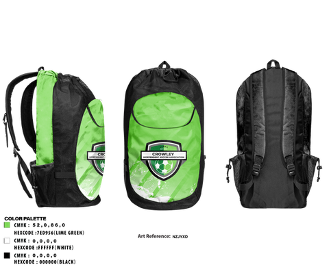 Gear Bag, Crowley Independent Soccer Association, Men's Soccer, Teamtime, Team time, sublimation, custom sports apparel, team uniforms, spirit wear, spiritwear, sports uniforms, custom shirts, team store, custom team store, fundraiser sports, apparel fundraiser