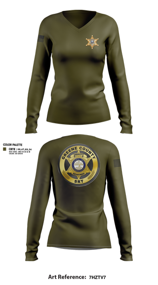 Womens Long Sleeve Vneck Shirt, Greene County Sheriff, Police, Teamtime, Team time, sublimation, custom sports apparel, team uniforms, spirit wear, spiritwear, sports uniforms, custom shirts, team store, custom team store, fundraiser sports, apparel fundraiser