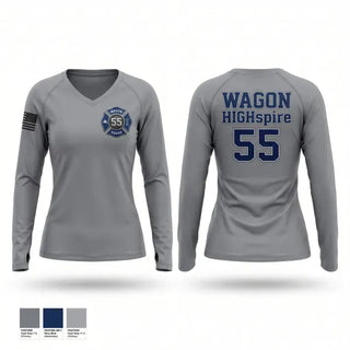Womens Long Sleeve Vneck Shirt, Highspire Fire Department, Fire Department, Teamtime, Team time, sublimation, custom sports apparel, team uniforms, spirit wear, spiritwear, sports uniforms, custom shirts, team store, custom team store, fundraiser sports, apparel fundraiser