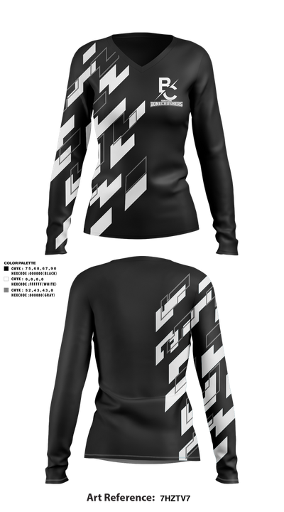 Sinton Bonecrushers 60919310 Women's Long Sleeve V-neck Shirt - 1