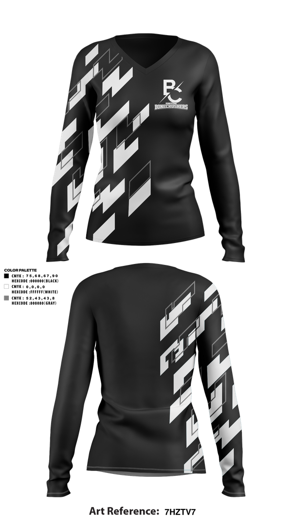 Womens Long Sleeve Vneck Shirt, Sinton Bonecrushers, , Teamtime, Team time, sublimation, custom sports apparel, team uniforms, spirit wear, spiritwear, sports uniforms, custom shirts, team store, custom team store, fundraiser sports, apparel fundraiser