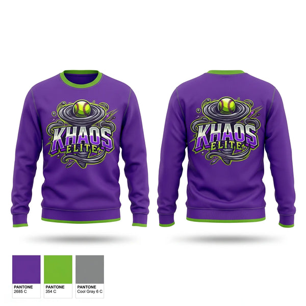 Crew Neck Sweatshirt, Khaos Elite, Softball, Teamtime, Team time, sublimation, custom sports apparel, team uniforms, spirit wear, spiritwear, sports uniforms, custom shirts, team store, custom team store, fundraiser sports, apparel fundraiser