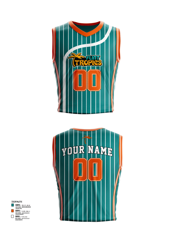 Mens Basketball Jersey, Flint Tropics, , Teamtime, Team time, sublimation, custom sports apparel, team uniforms, spirit wear, spiritwear, sports uniforms, custom shirts, team store, custom team store, fundraiser sports, apparel fundraiser