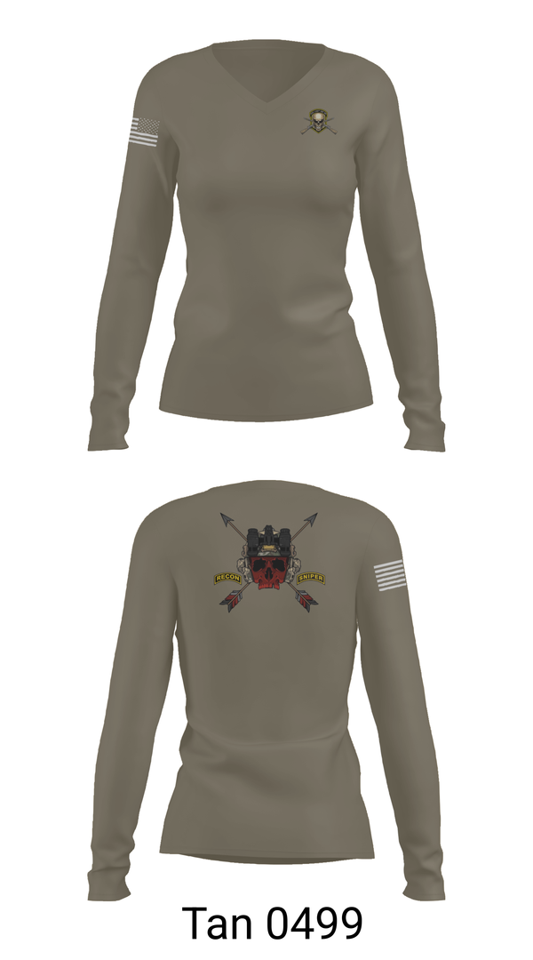 Womens Long Sleeve Vneck Shirt, HHC 1ST BN 65TH INF REG, , Teamtime, Team time, sublimation, custom sports apparel, team uniforms, spirit wear, spiritwear, sports uniforms, custom shirts, team store, custom team store, fundraiser sports, apparel fundraiser